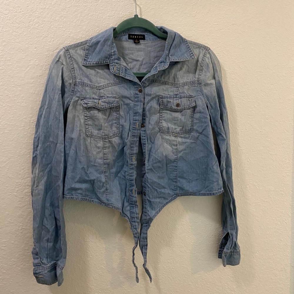 Denim tie top